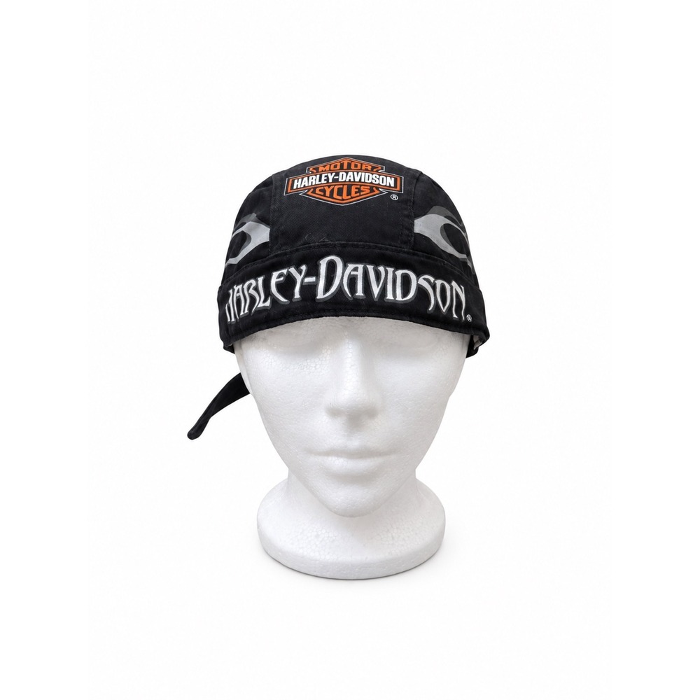 Harley-Davidson Black Head Wrap Biker Do-rag Tribal Flames Bar & Shield